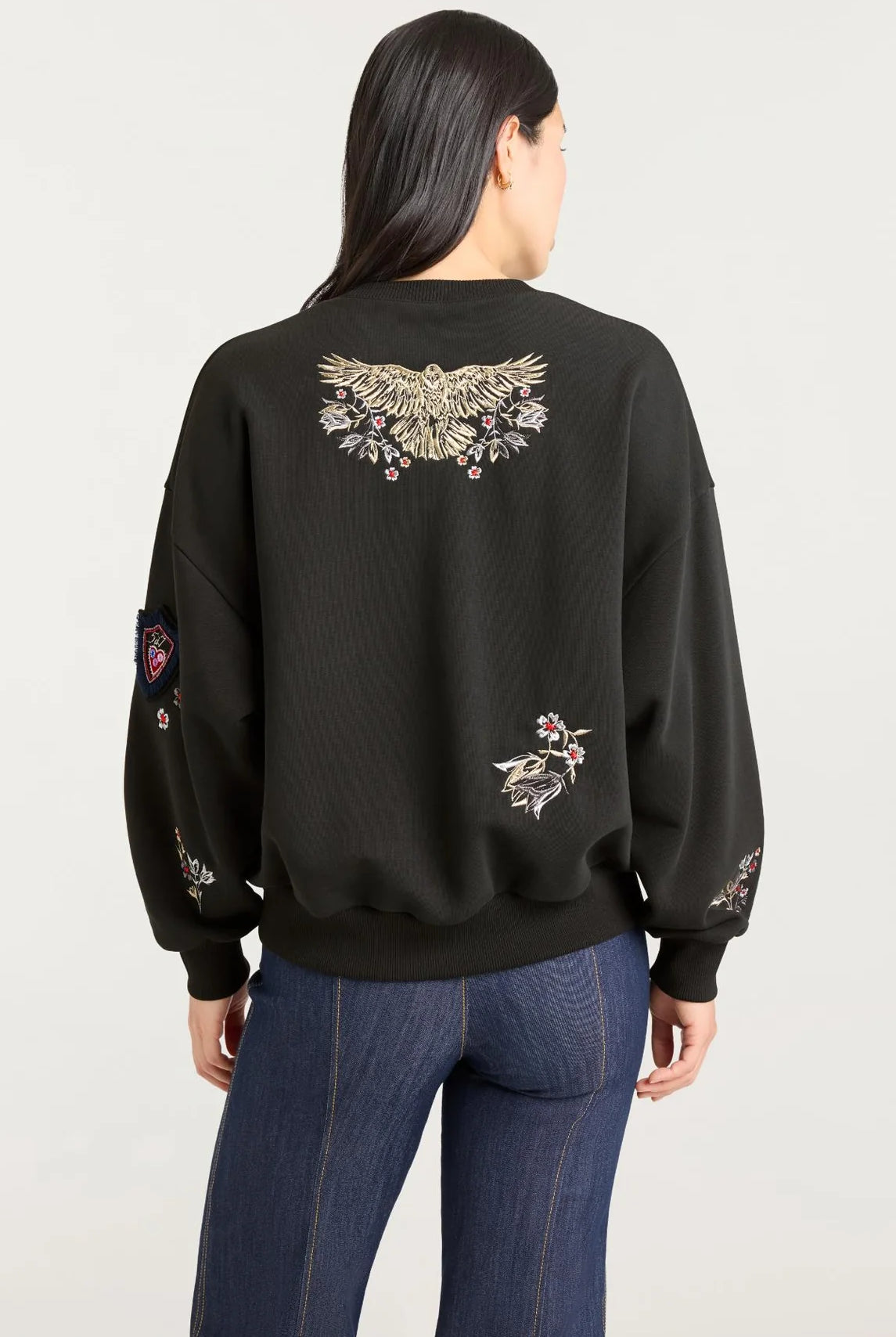 Heritage Patch Brandy Pullover - Black Multi by Cinq A Sept — view 4