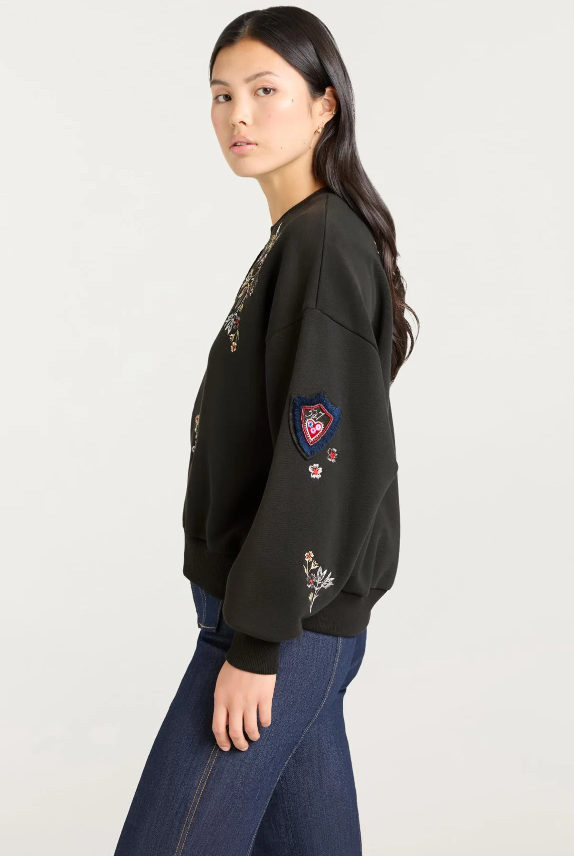 Heritage Patch Brandy Pullover - Black Multi by Cinq A Sept — view 3
