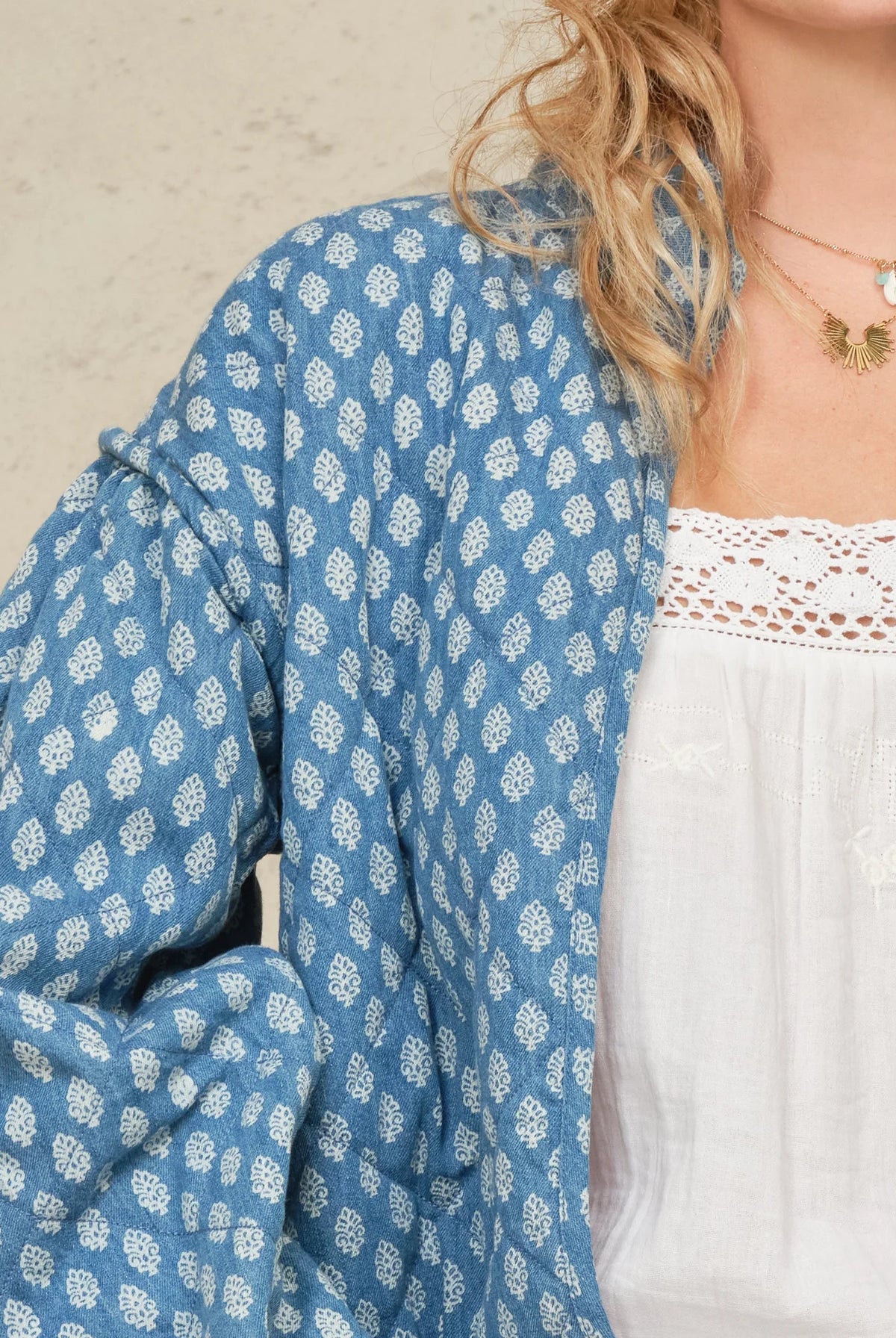 Jenna Quilted Jacket - Blue by M.A.B.E — alternate view