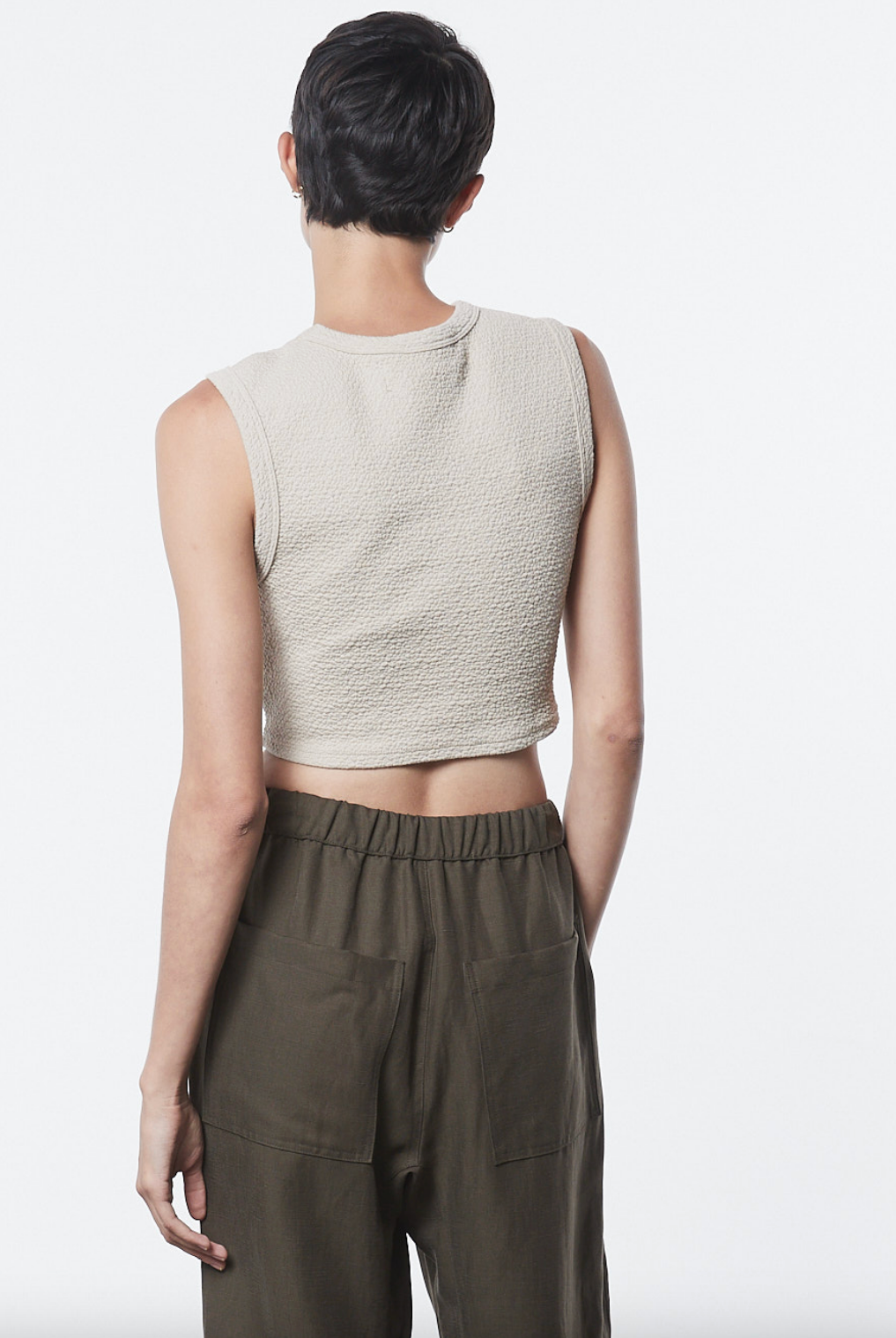 Textured Jacquard Cropped Tank - Raffia by Enza Costa — alternate view