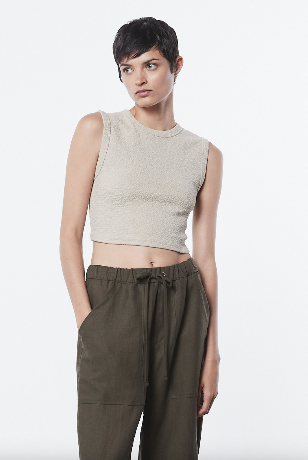 Textured Jacquard Cropped Tank - Raffia by Enza Costa | 25 South Boutiques