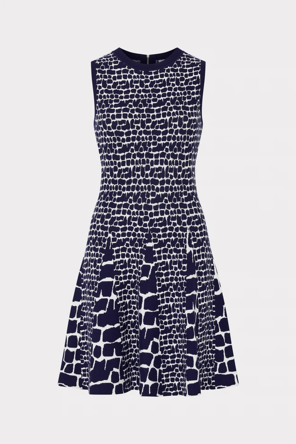 Tile Wave Jacquard Knit Mini Dress - Navy by Milly — view 3