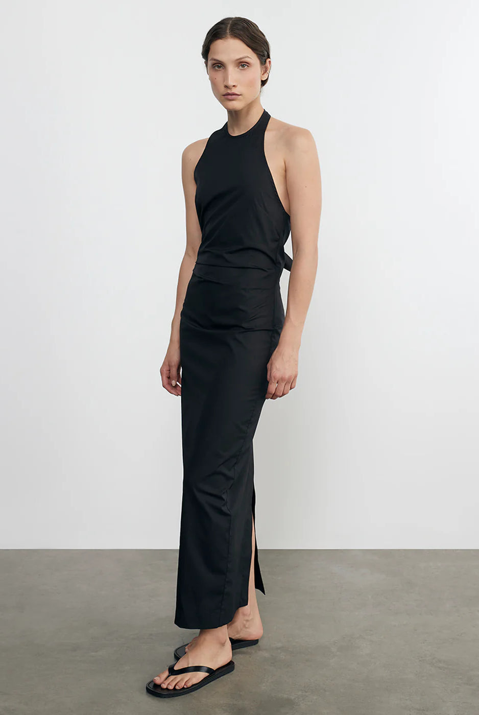 Poplin Halter Dress - Black by Enza Costa — alternate view