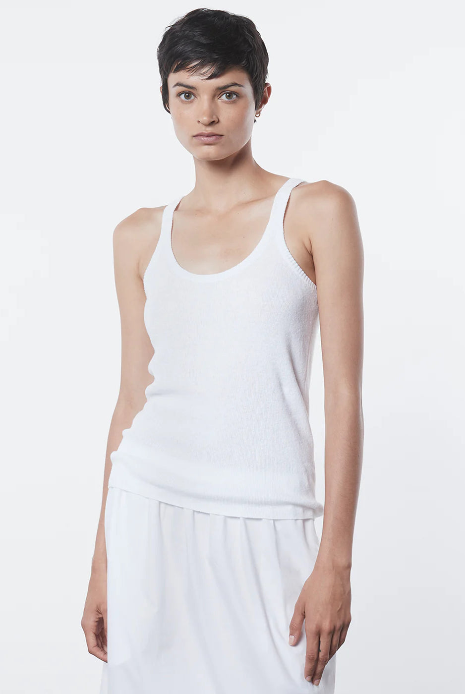 Linen Knit Strappy Tank - White by Enza Costa | 25 South Boutiques