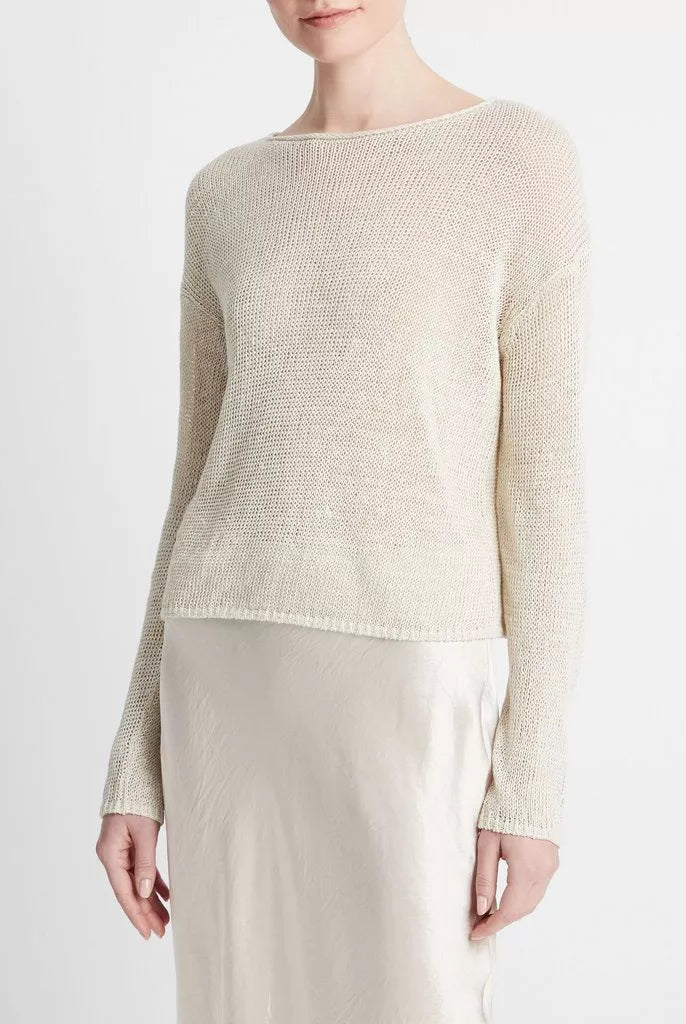 Italian Linen Drop-Shoulder Pullover Sweater - Ceramic by Vince | 25 South Boutiques