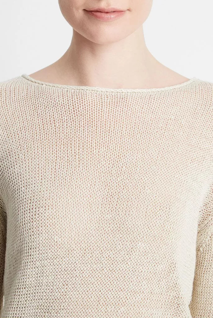 Italian Linen Drop-Shoulder Pullover Sweater - Ceramic by Vince — alternate view