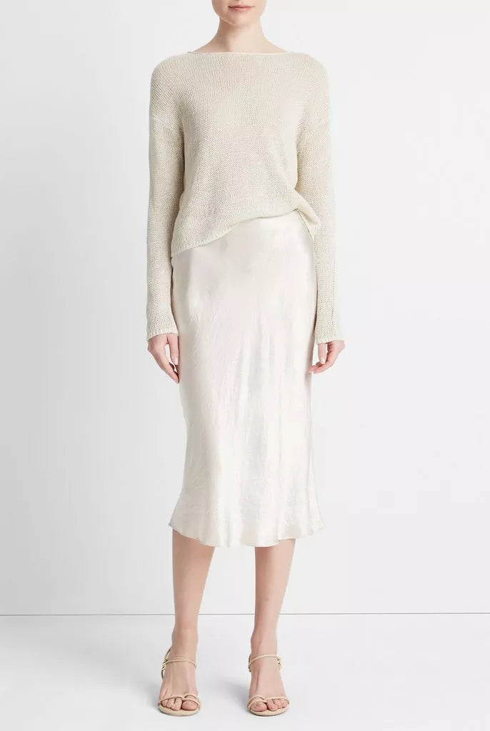 Italian Linen Drop-Shoulder Pullover Sweater - Ceramic by Vince — view 3