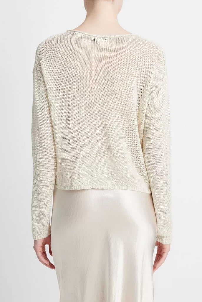 Italian Linen Drop-Shoulder Pullover Sweater - Ceramic by Vince — view 4