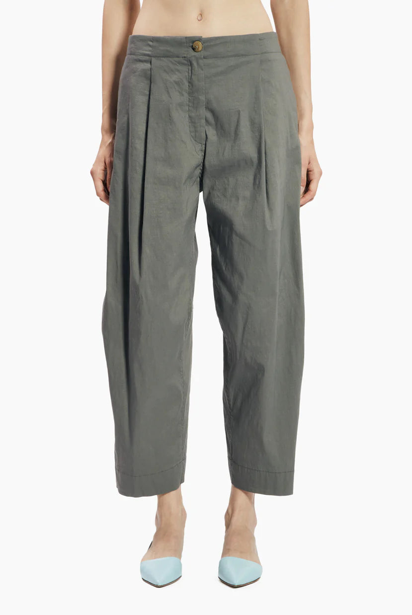Stretch Linen Cotton Trousers - Acciaio by Malloni — alternate view