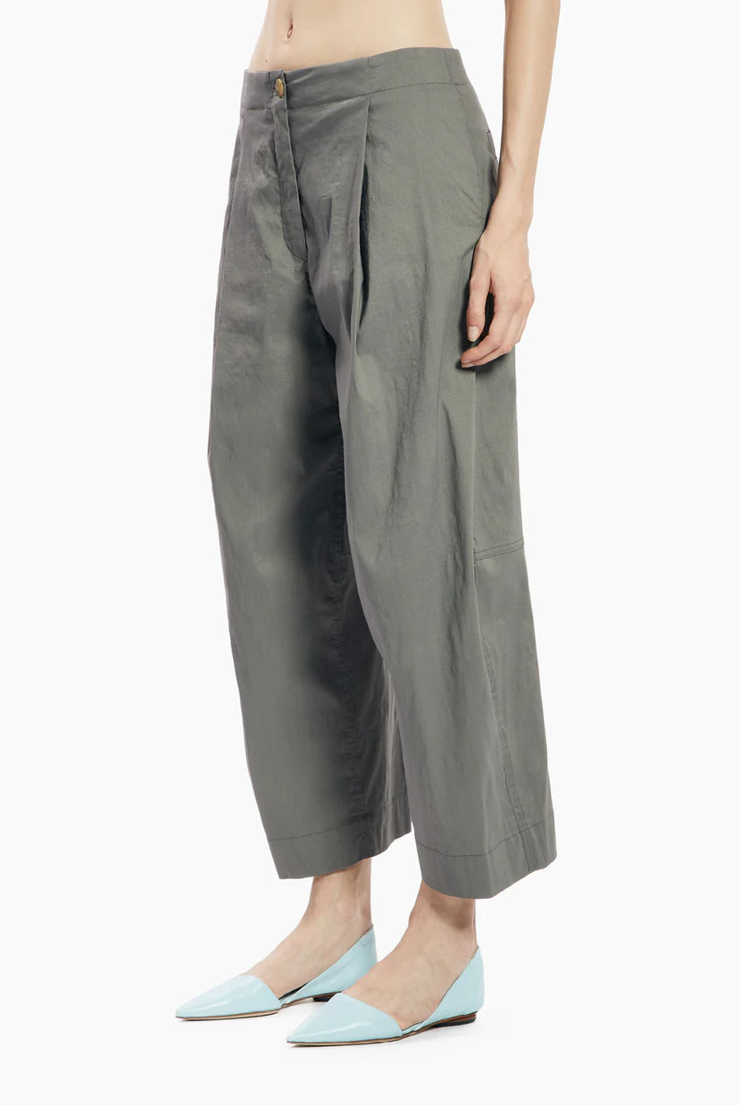 Stretch Linen Cotton Trousers - Acciaio by Malloni — view 3
