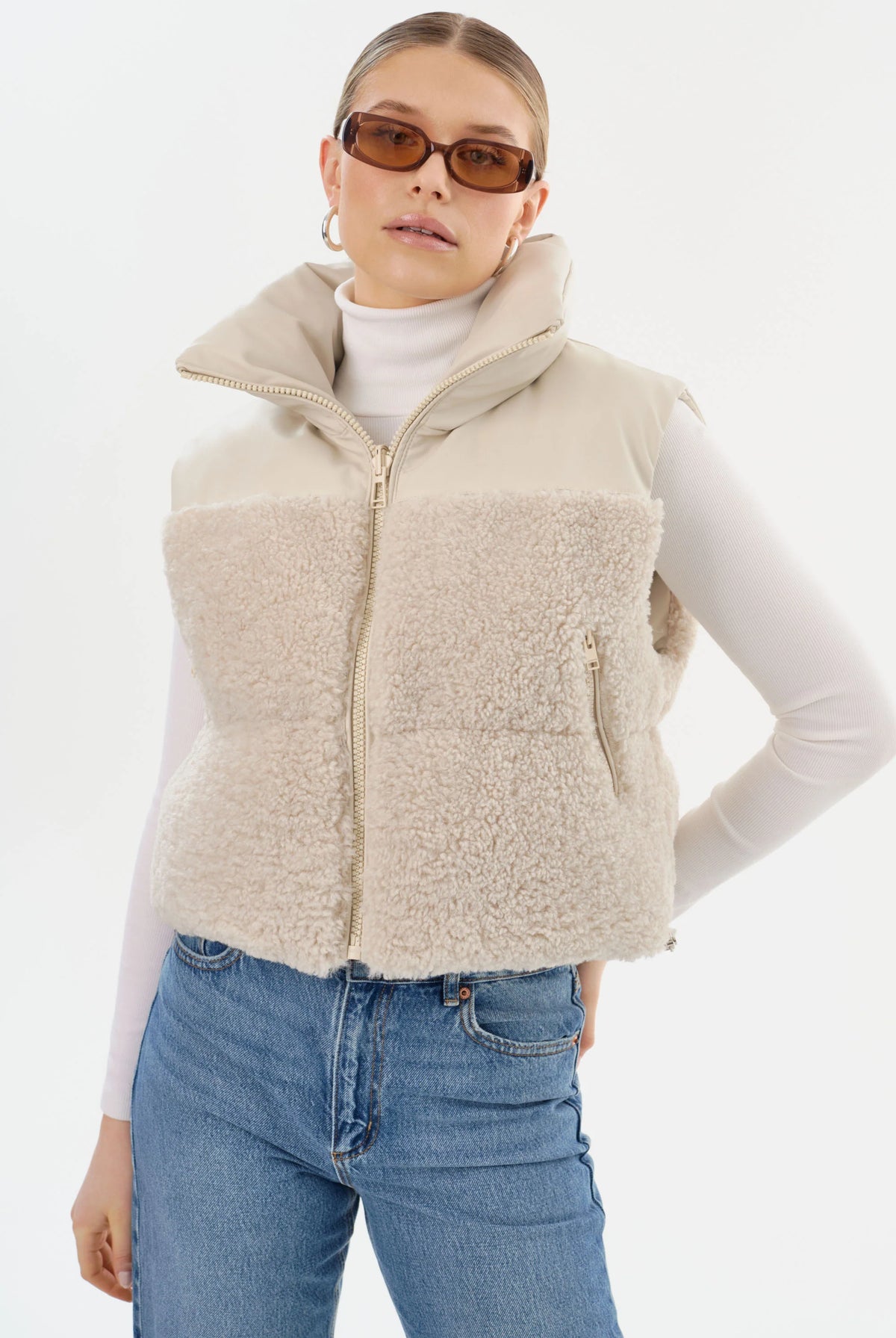 Melicia Reversible Puffer Vest - Bone Ecru by LAMARQUE | 25 South Boutiques