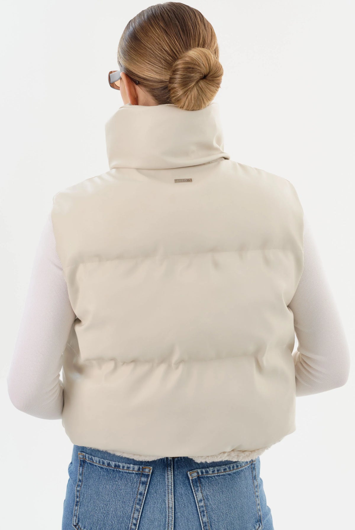 Melicia Reversible Puffer Vest - Bone Ecru by LAMARQUE — view 7