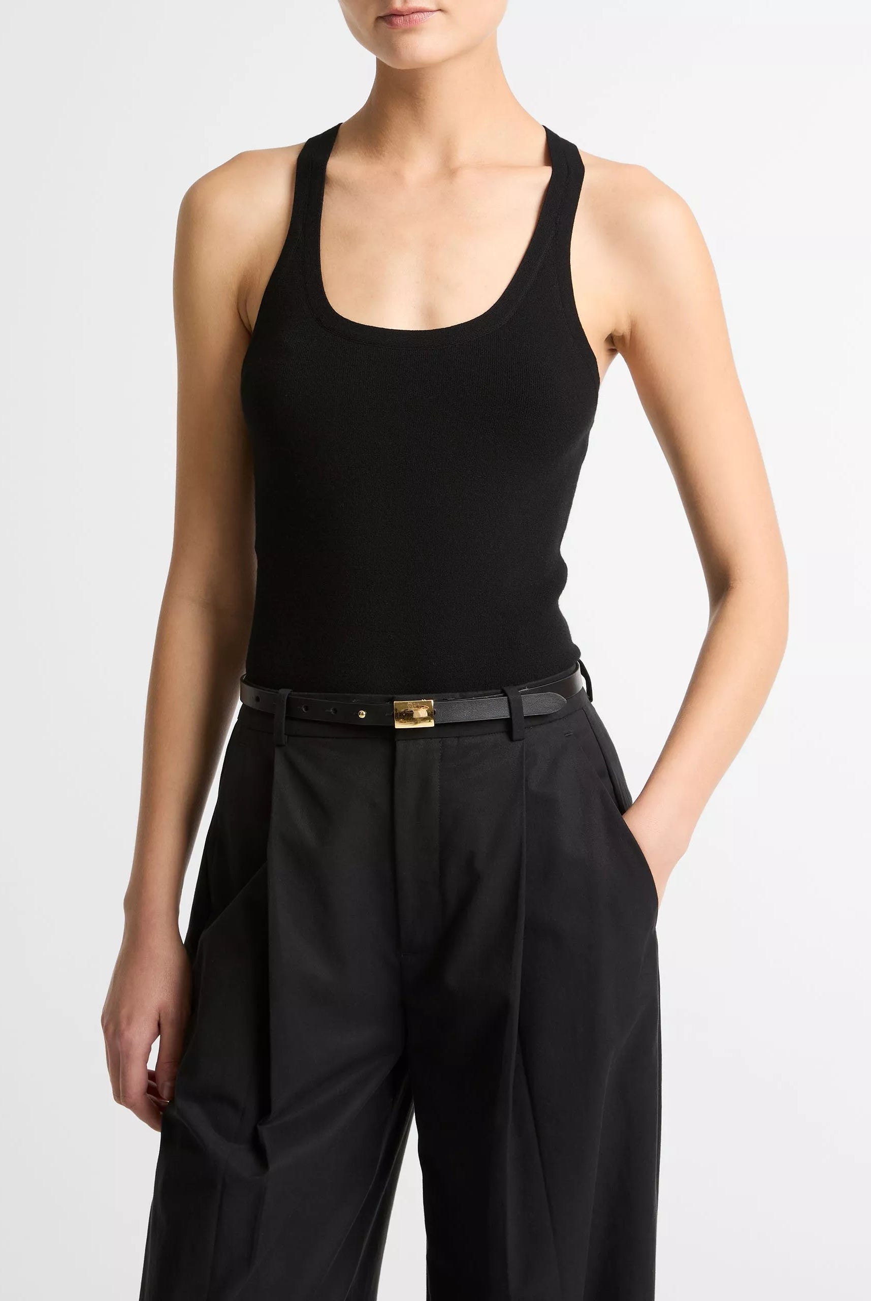 Milano-Stitch Scoop-Neck Sweater Tank - Black by Vince | 25 South Boutiques