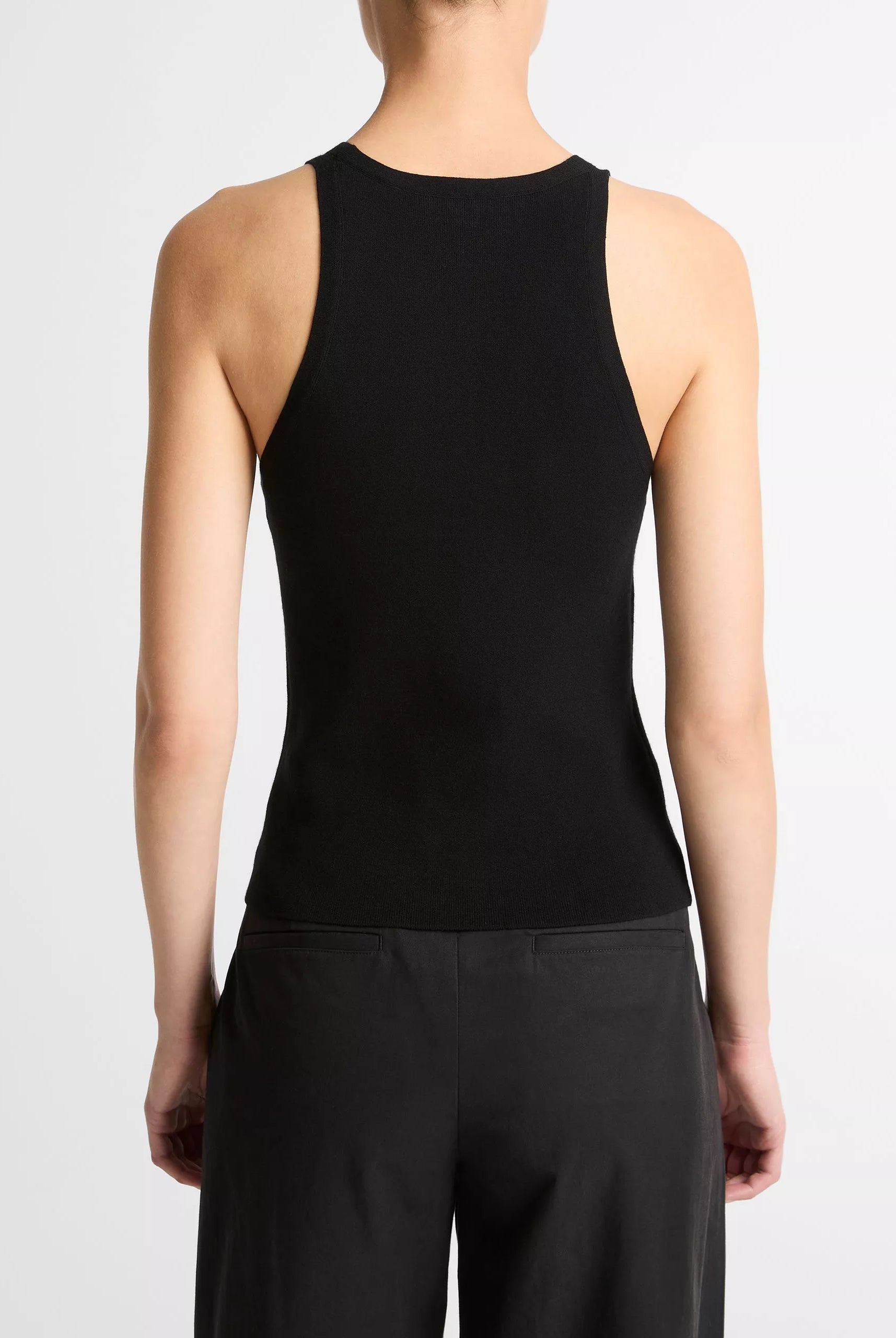 Milano-Stitch Scoop-Neck Sweater Tank - Black by Vince — view 3
