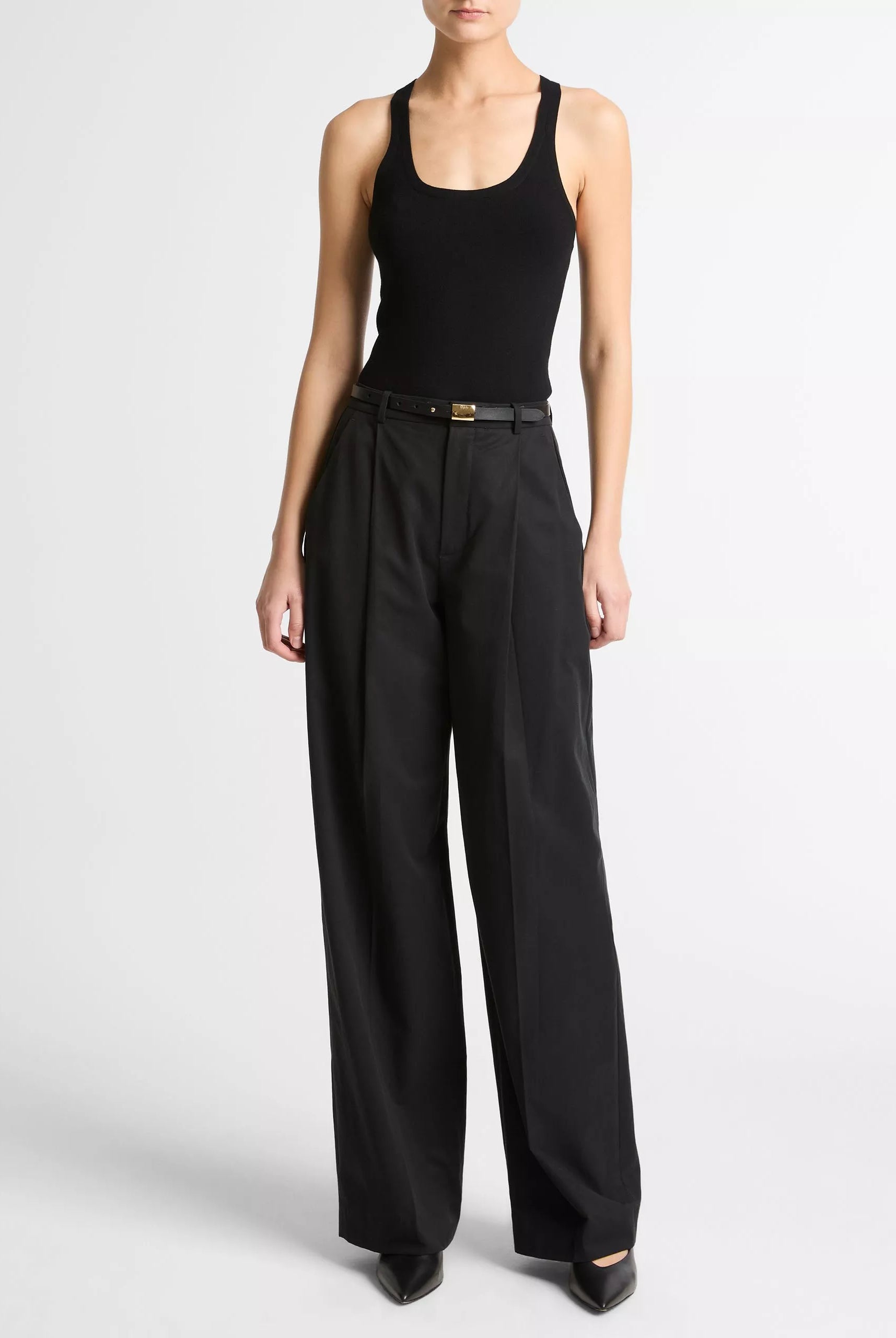 Milano-Stitch Scoop-Neck Sweater Tank - Black by Vince — view 4