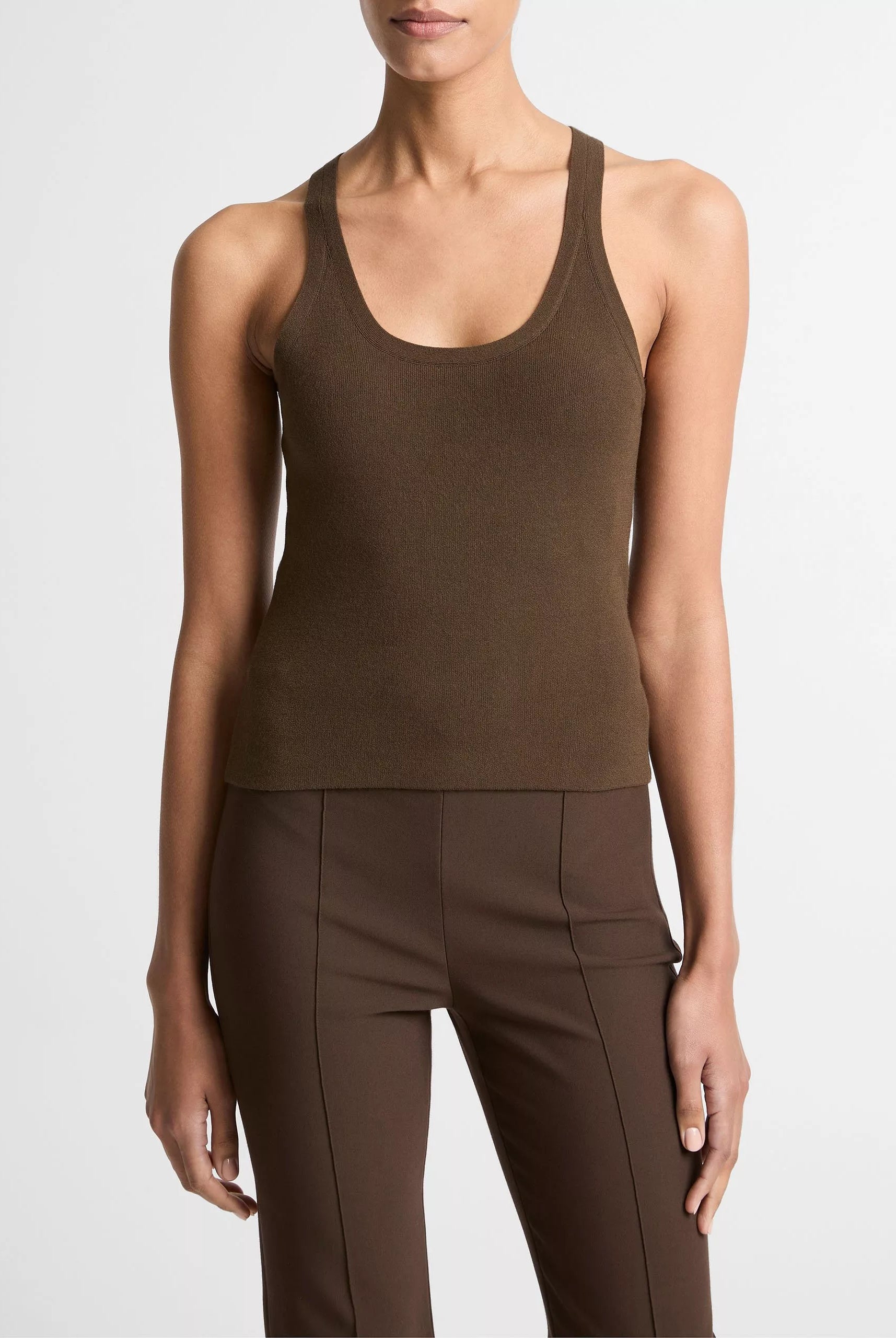 Milano-Stitch Scoop-Neck Sweater Tank - Dark Bark by Vince | 25 South Boutiques