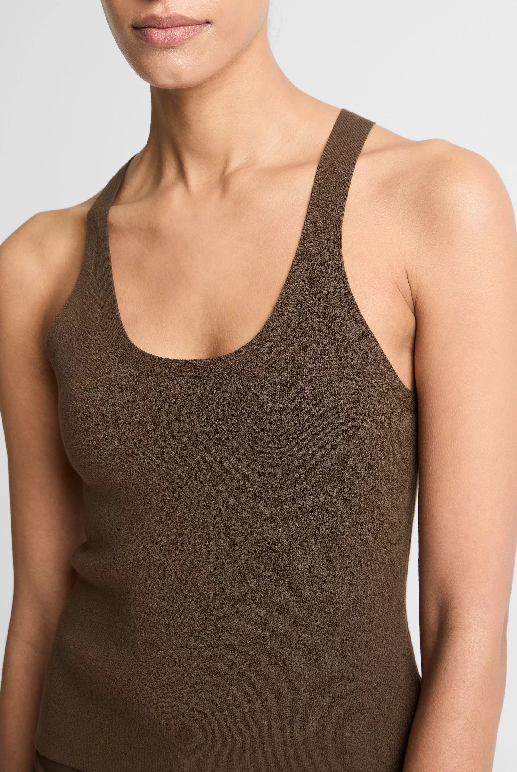 Milano-Stitch Scoop-Neck Sweater Tank - Dark Bark by Vince — alternate view