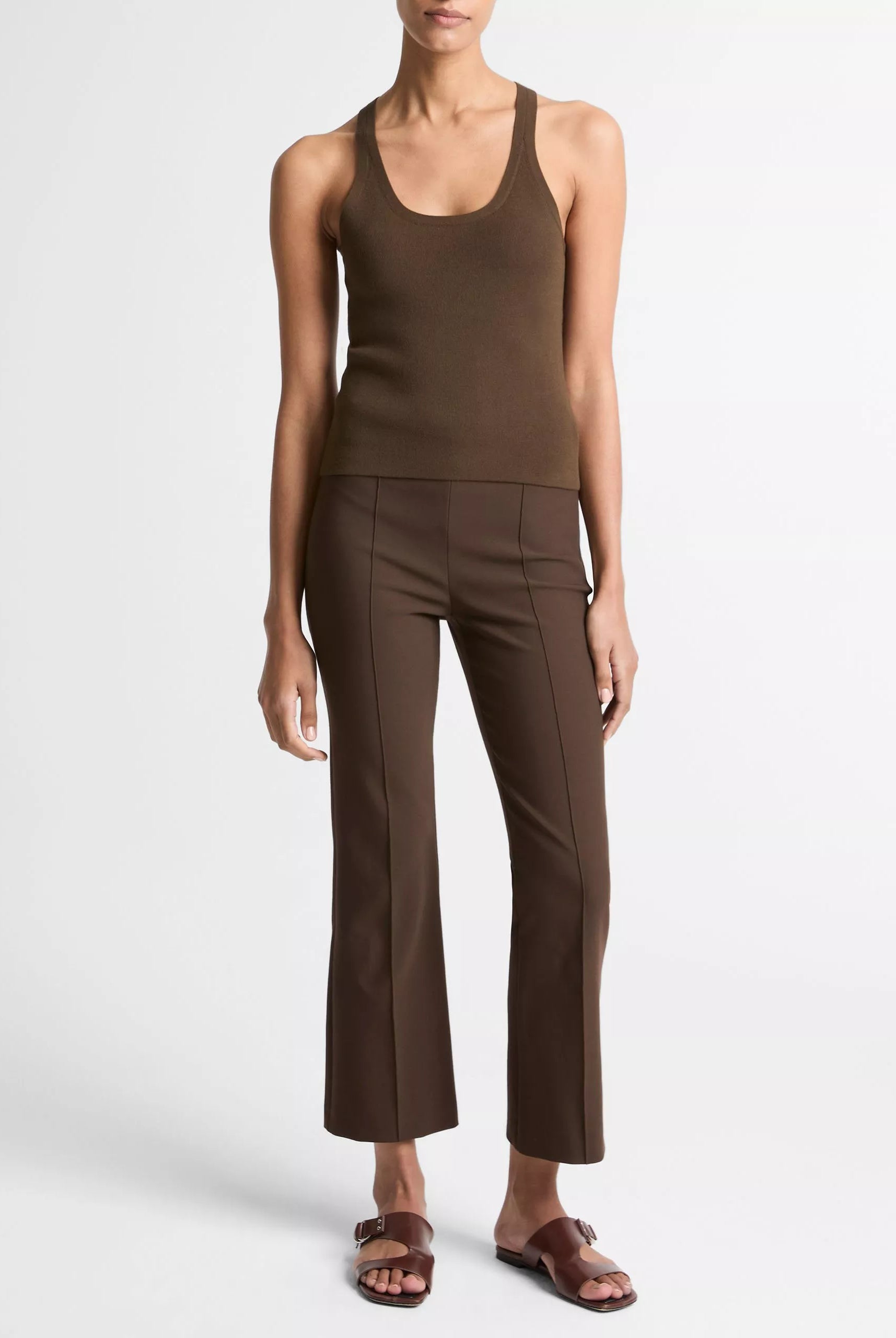 Milano-Stitch Scoop-Neck Sweater Tank - Dark Bark by Vince — view 4