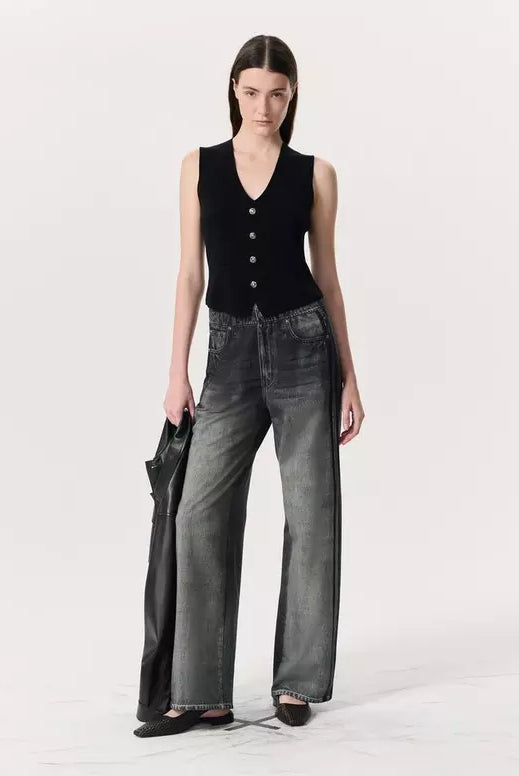 Miramar Terry Wide-Leg Track Pants - Washed Black by Rag & Bone | 25 South Boutiques