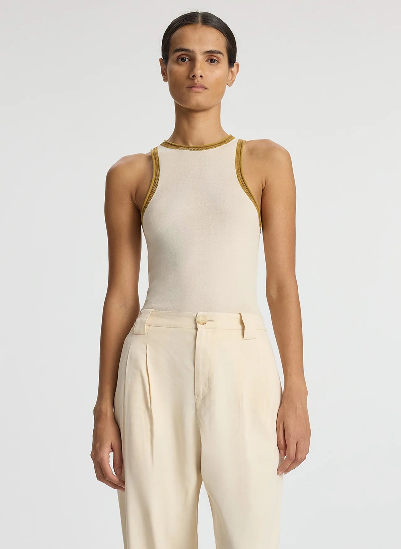 Nelly Contrast Trim Knit Tank - Buttercream by A.L.C | 25 South Boutiques