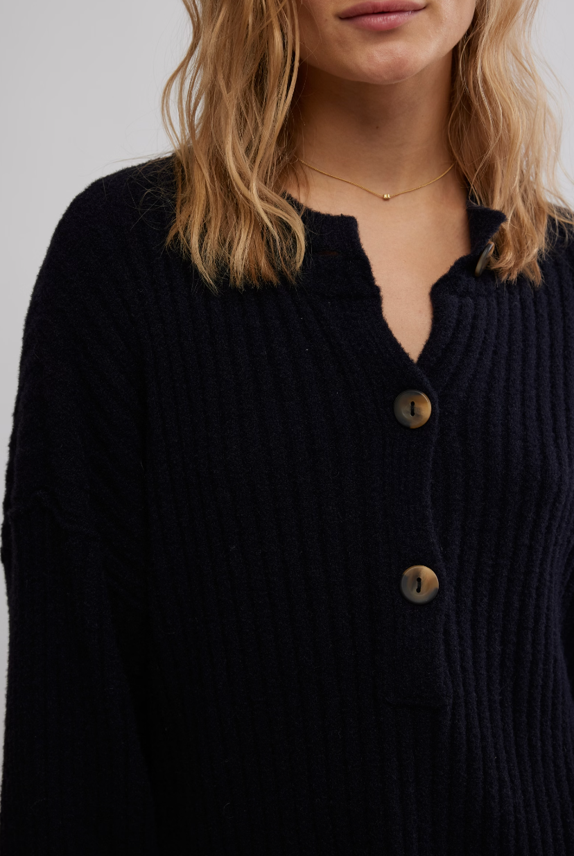 Cocoa Henley - Black by Free People — view 3