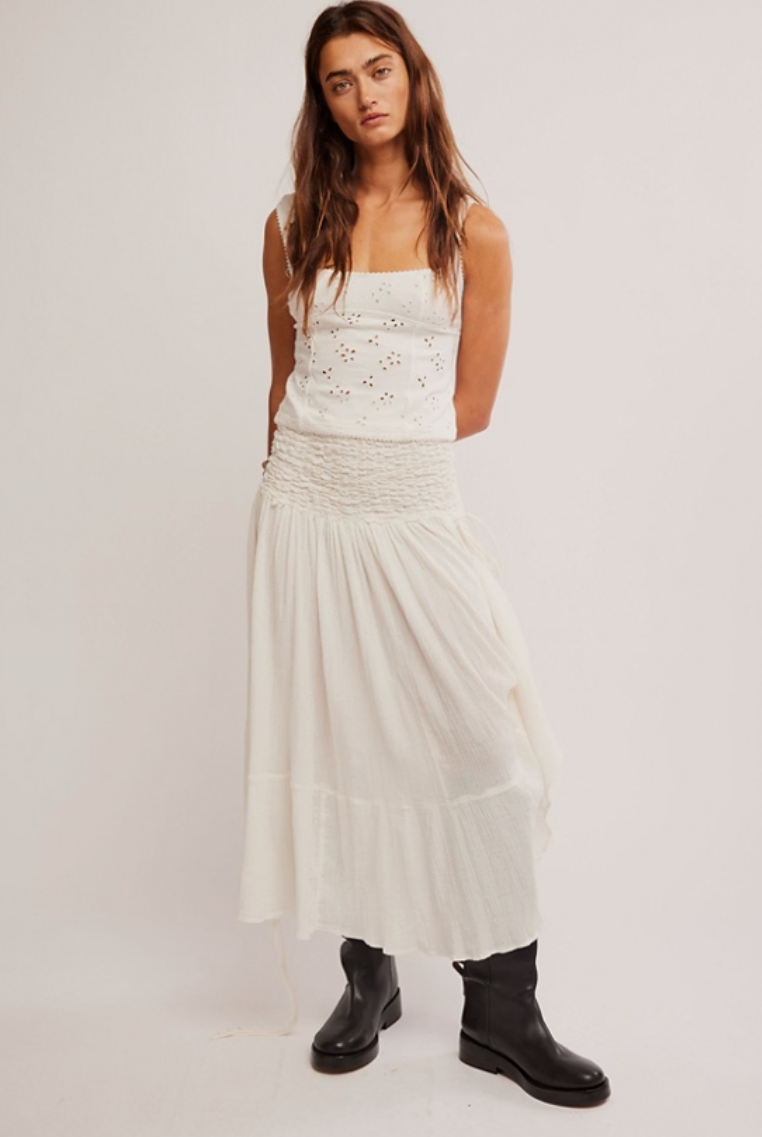 Prairie Convertible Skirt Dress - Whisper White by Free People — view 6