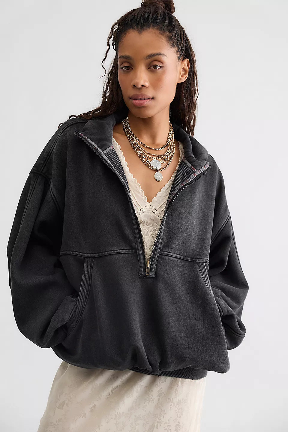 Banks Half-Zip Pullover - Soot Grey by Free People | 25 South Boutiques