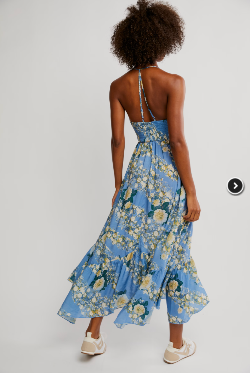 Heat Wave Printed Maxi Dress - Allure Blue Combo by Free People — view 3
