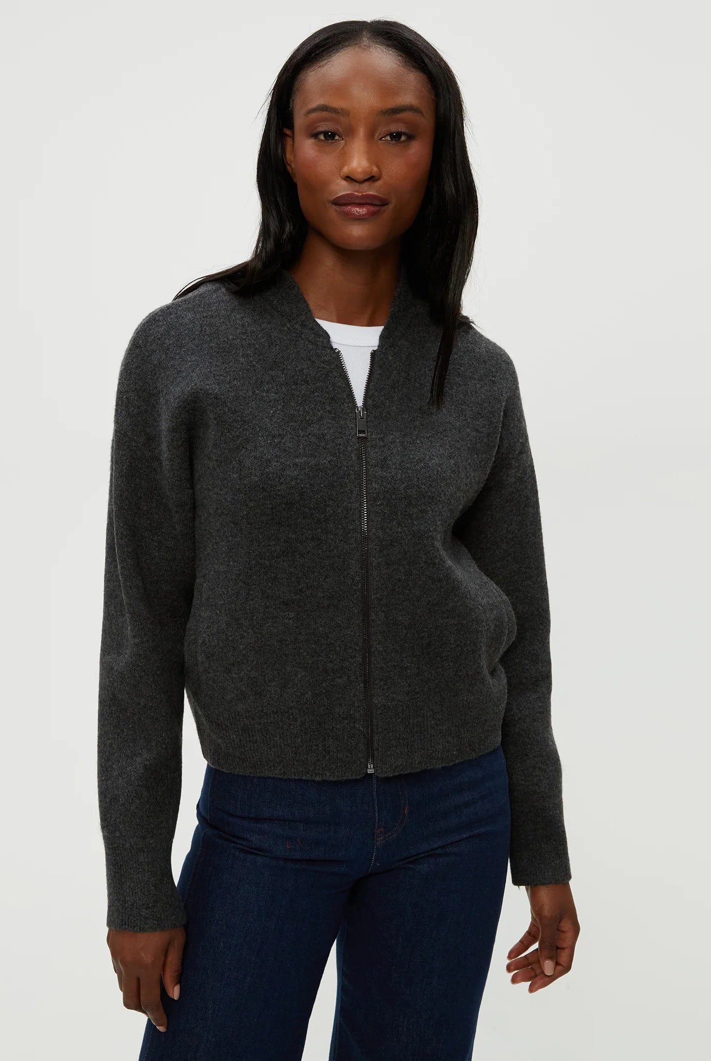 Lidia Cropped Bomber Jacket - Charcoal by Michael Stars | 25 South Boutiques