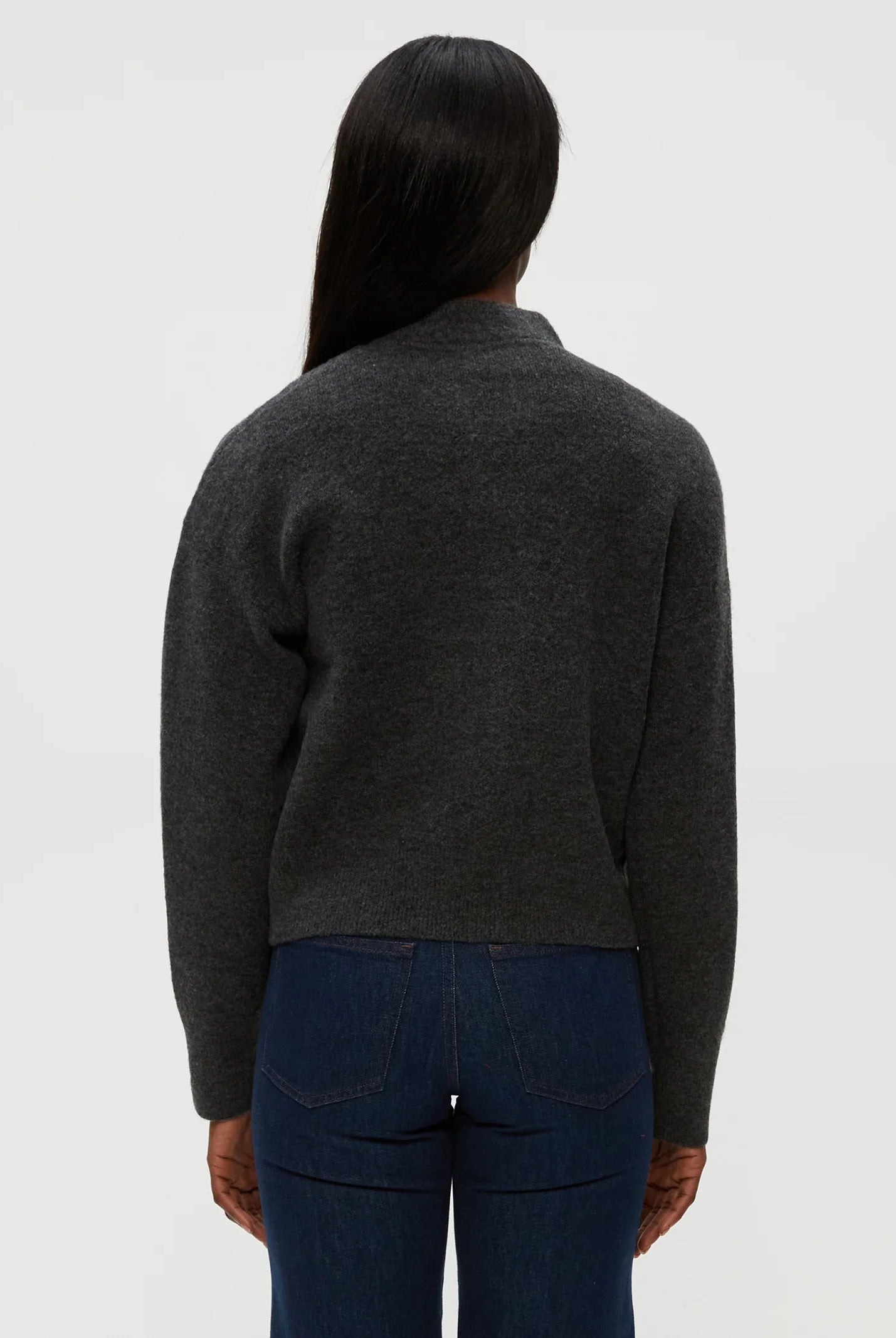 Lidia Cropped Bomber Jacket - Charcoal by Michael Stars — view 3