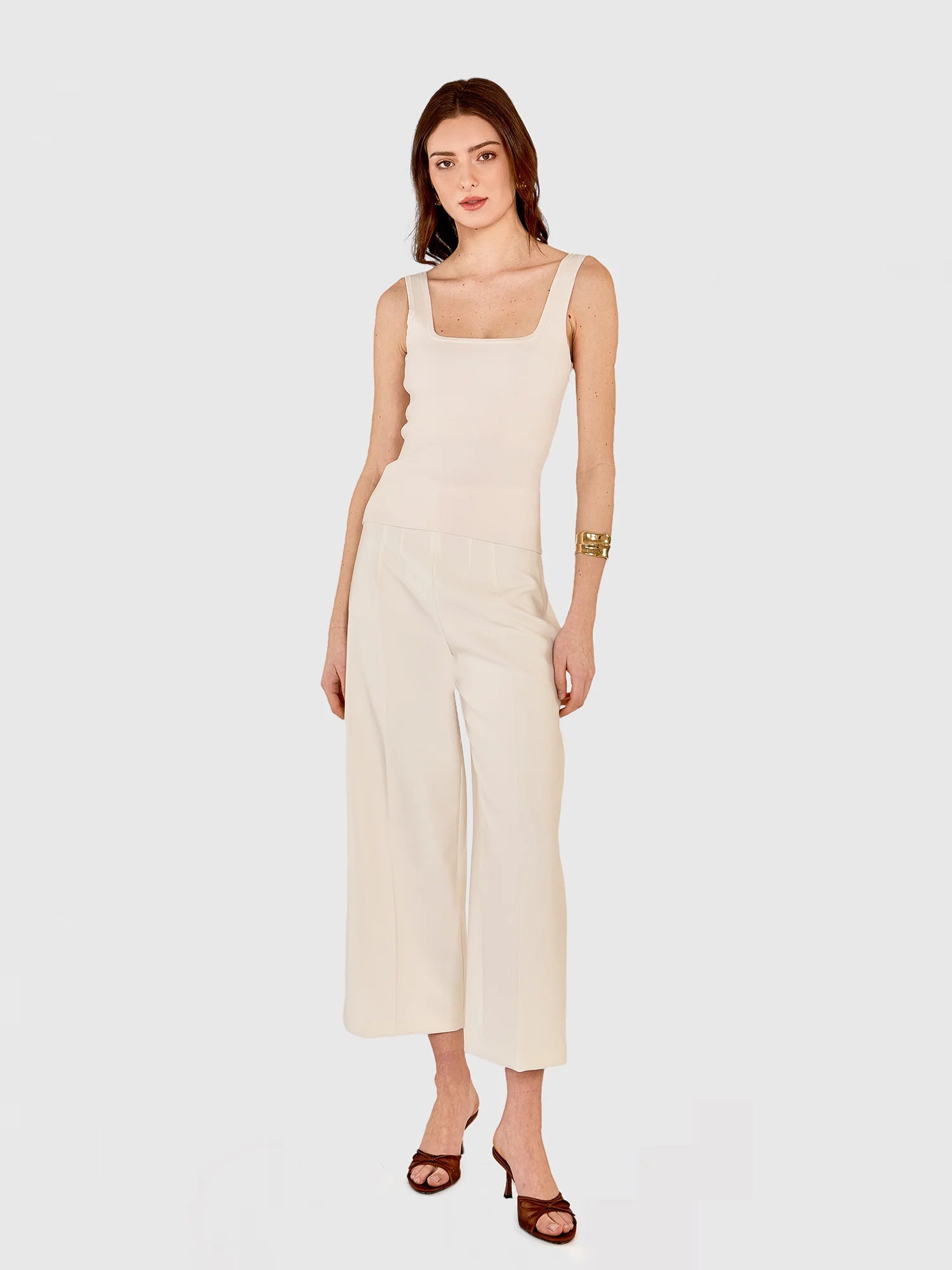 Square Neck Tank - Sand by Autumn Cashmere — view 4