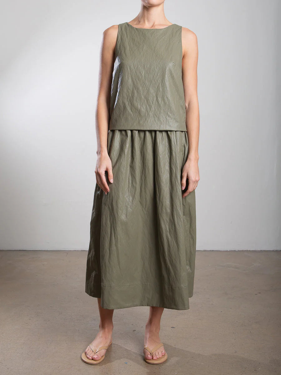 Claudia Faux Leather Skirt - Army by Pharaoh | 25 South Boutiques