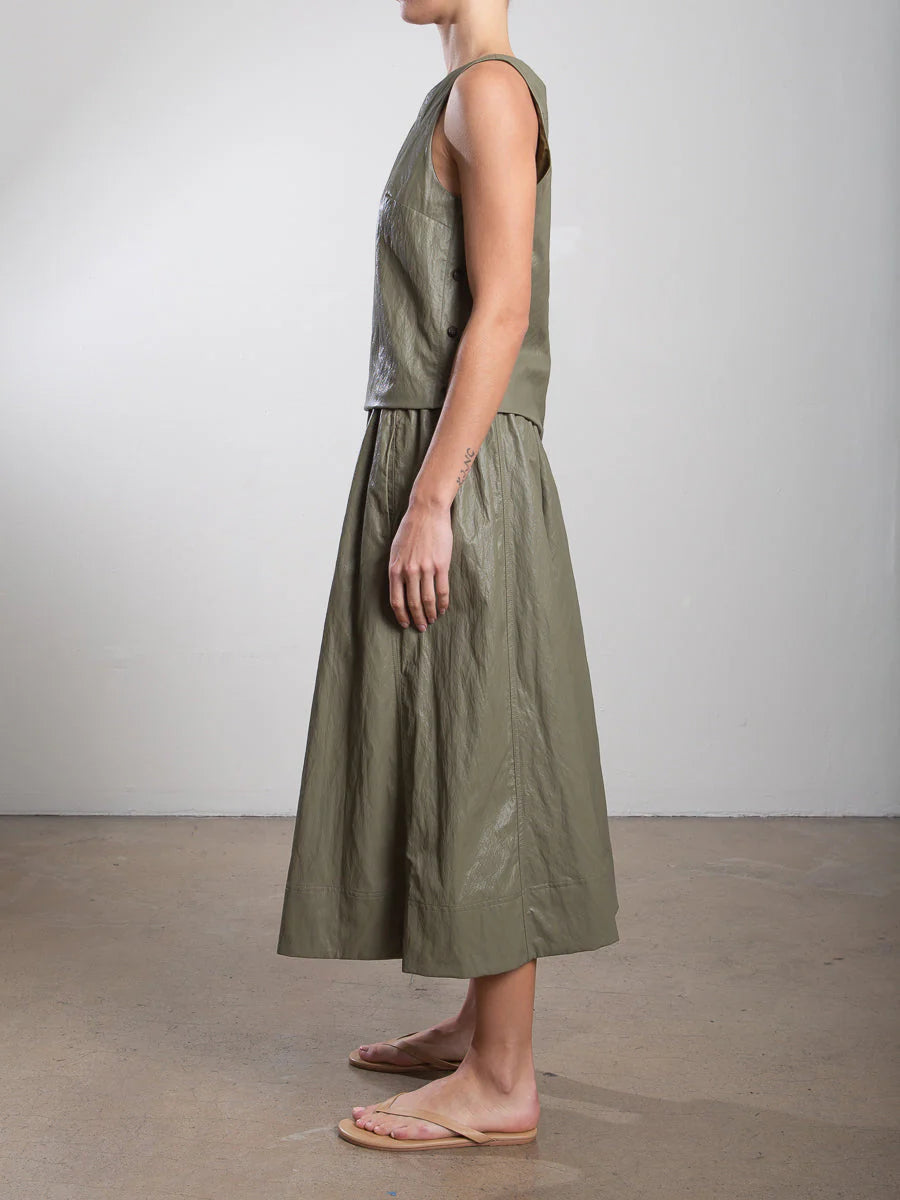 Claudia Faux Leather Skirt - Army by Pharaoh — view 3