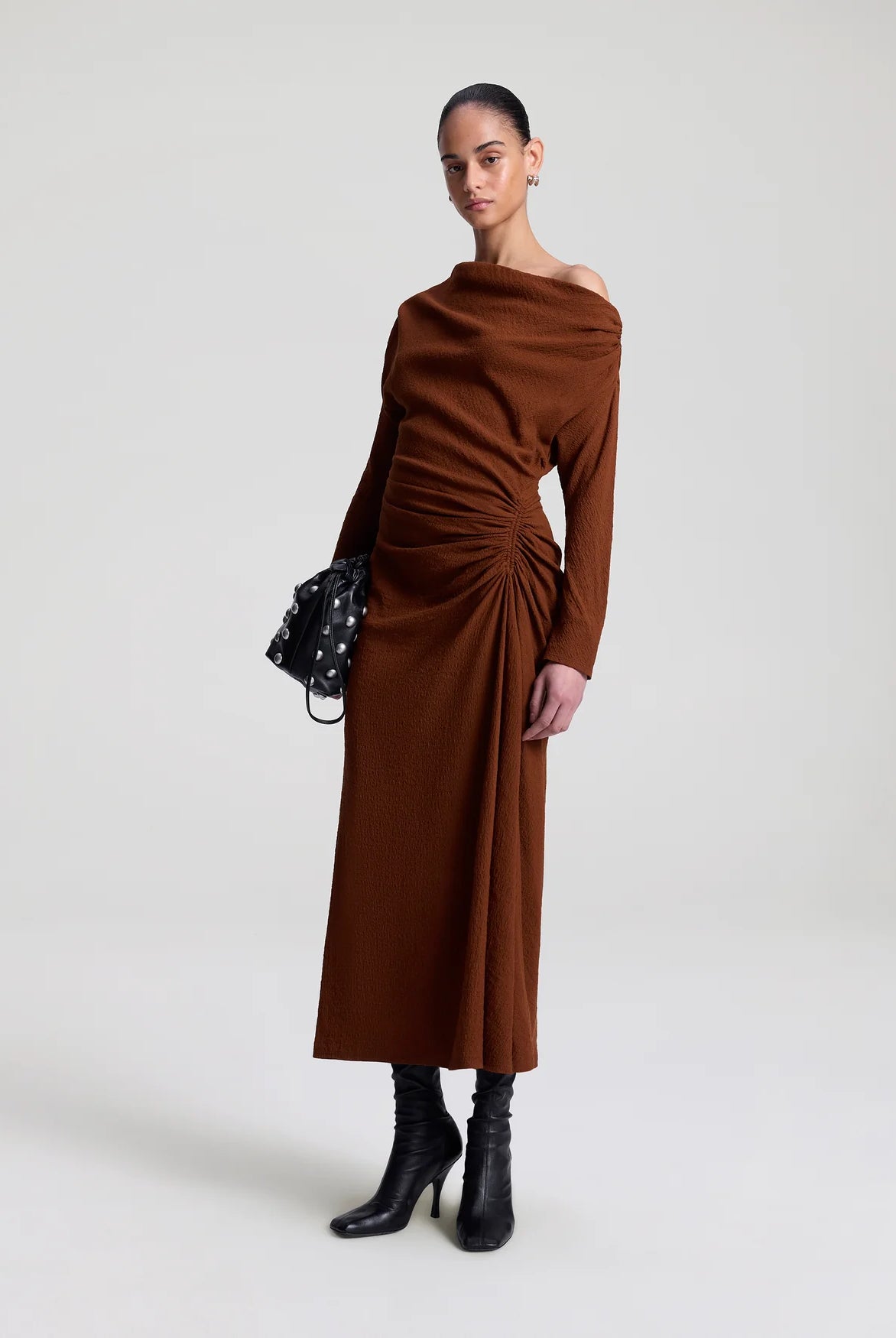 Piper Textured Crepe Dress - Brunette by A.L.C — view 3