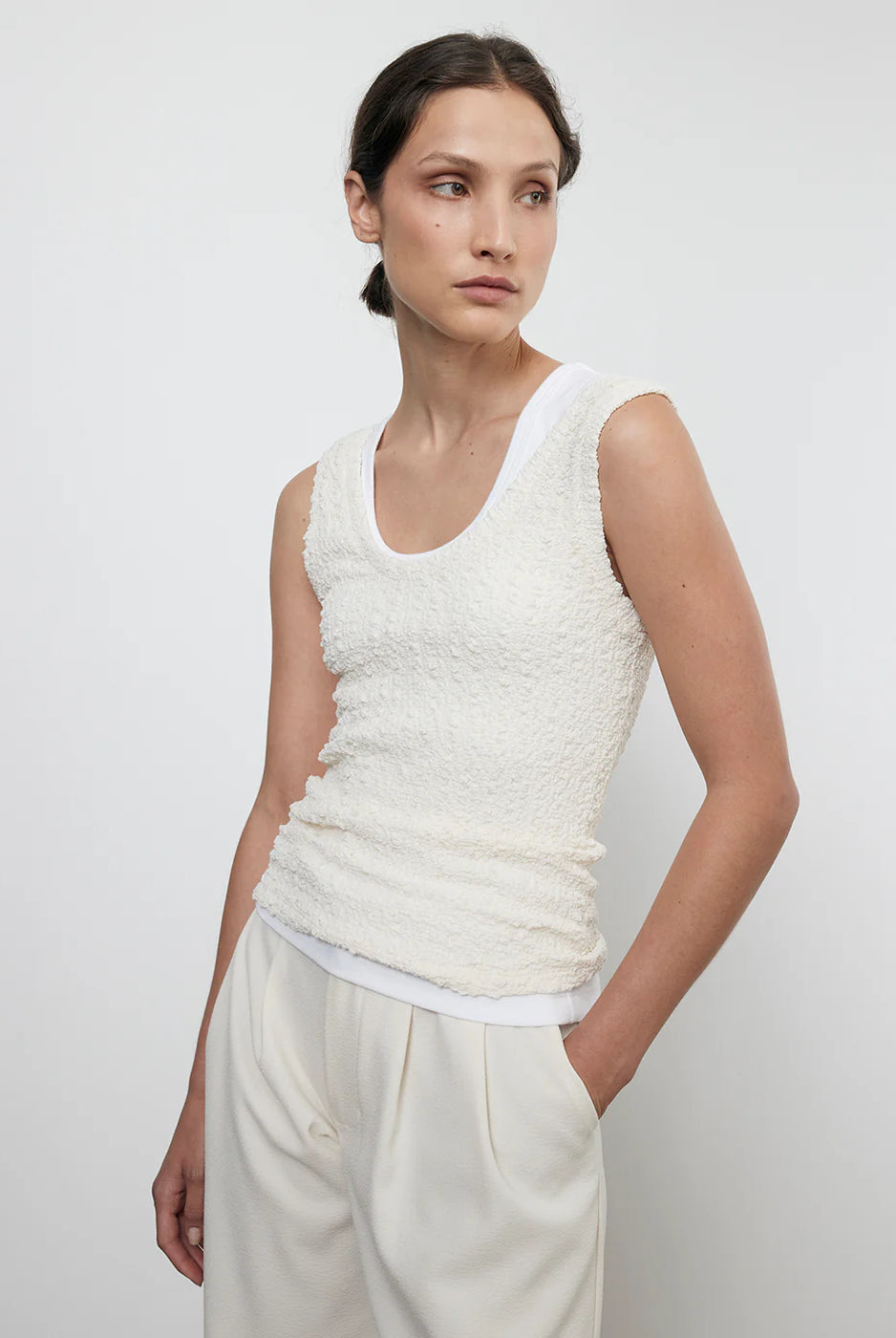 Puckered Tank - Vanilla by Enza Costa | 25 South Boutiques
