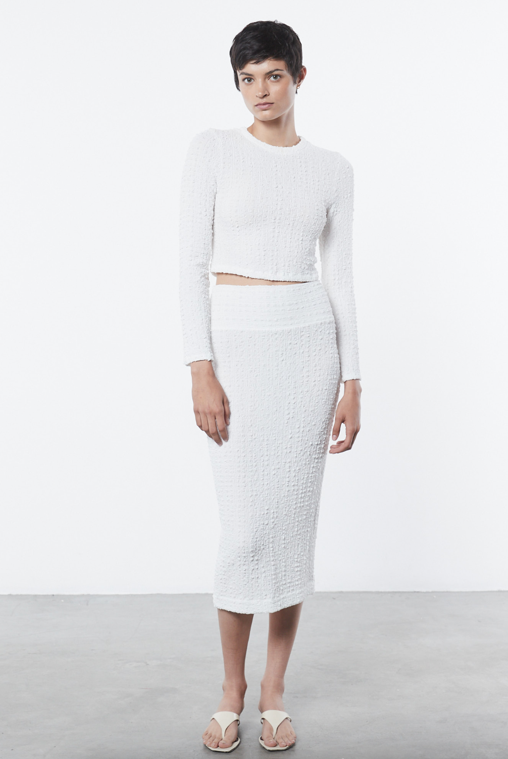Puckered Long Sleeve Crew - Undyed by Enza Costa — alternate view