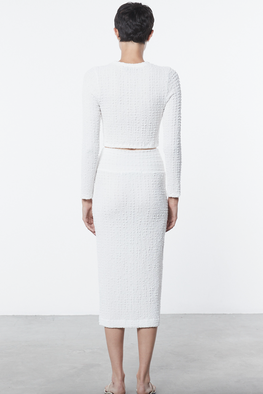 Puckered Long Sleeve Crew - Undyed by Enza Costa — view 3
