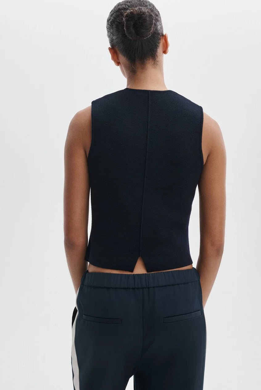 Portia Merino Wool Vest - Navy by Rag & Bone — view 4