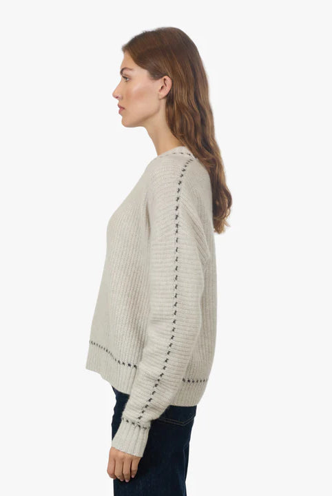 Shaker Crew w/ Contrast Stitch Detail - Mojave Pepper by Autumn Cashmere — alternate view