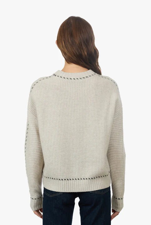 Shaker Crew w/ Contrast Stitch Detail - Mojave Pepper by Autumn Cashmere — view 3