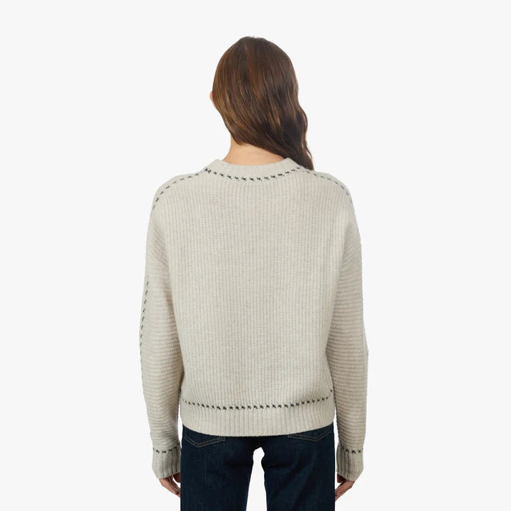 Shaker Crew w/ Contrast Stitch Detail - Mojave Pepper by Autumn Cashmere — view 3