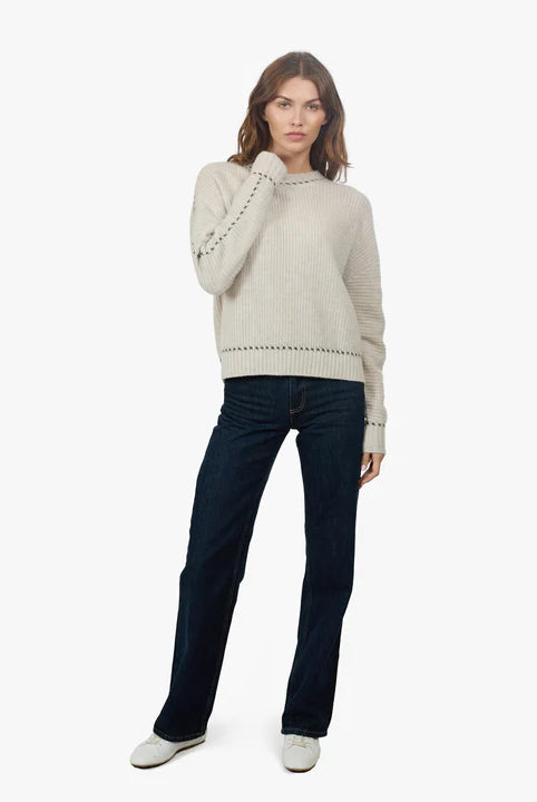 Shaker Crew w/ Contrast Stitch Detail - Mojave Pepper by Autumn Cashmere — view 4