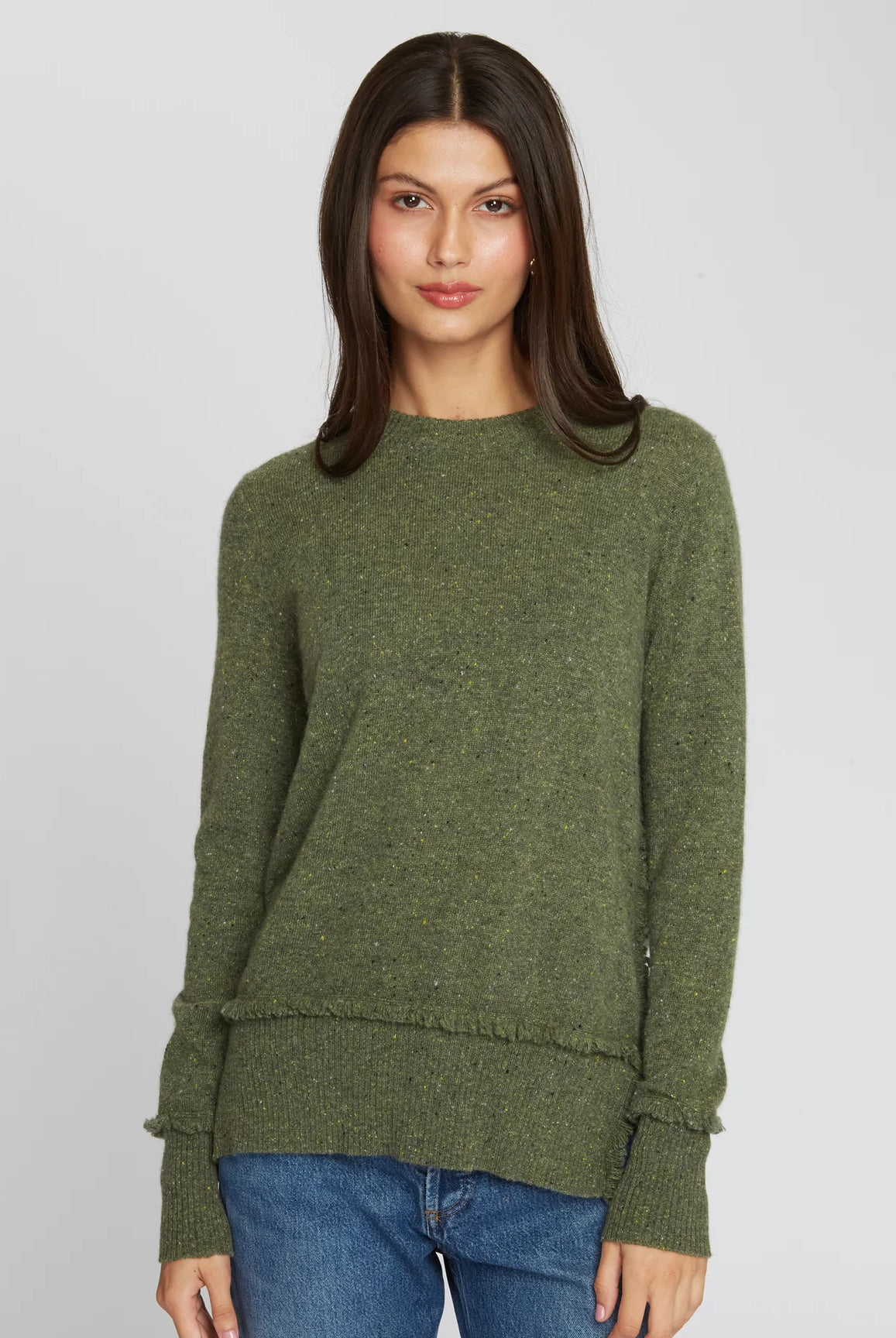 Fringe Side Slit Crew - Marsh by Autumn Cashmere | 25 South Boutiques