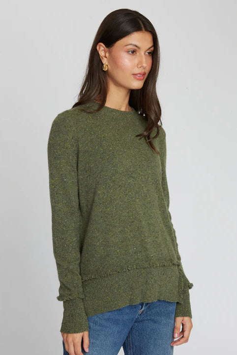 Fringe Side Slit Crew - Marsh by Autumn Cashmere — view 3