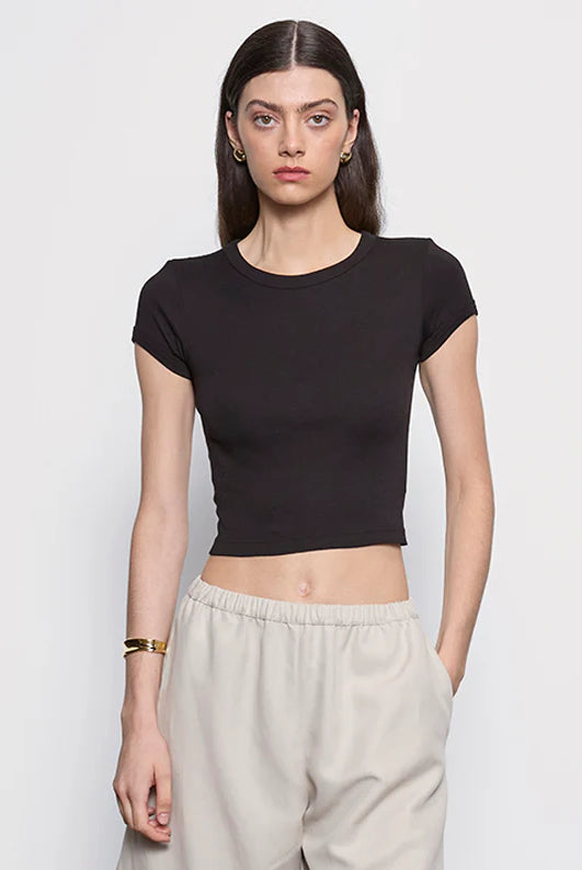 Supima Baby Cropped Tee - Black by Enza Costa | 25 South Boutiques