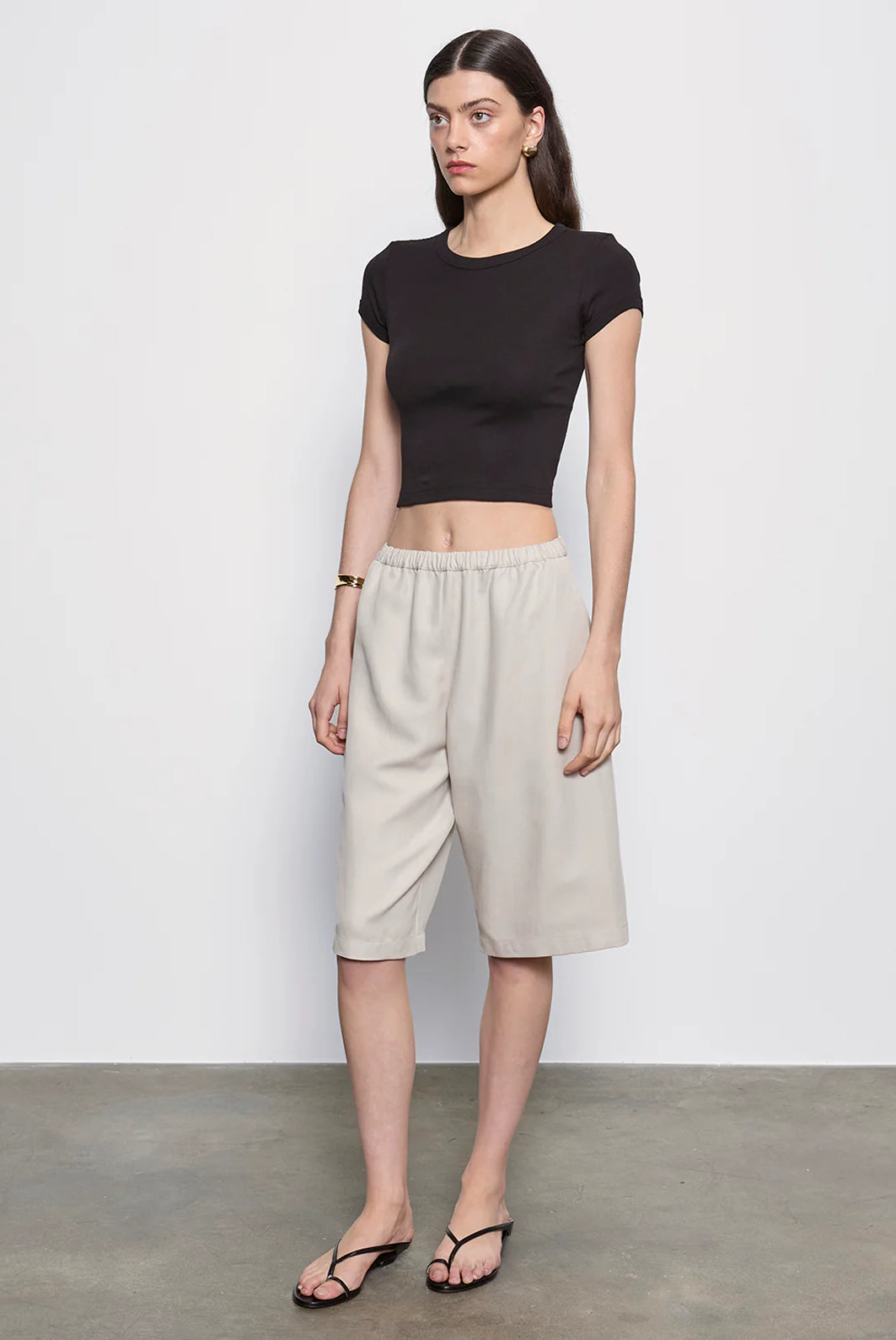 Supima Baby Cropped Tee - Black by Enza Costa — view 3