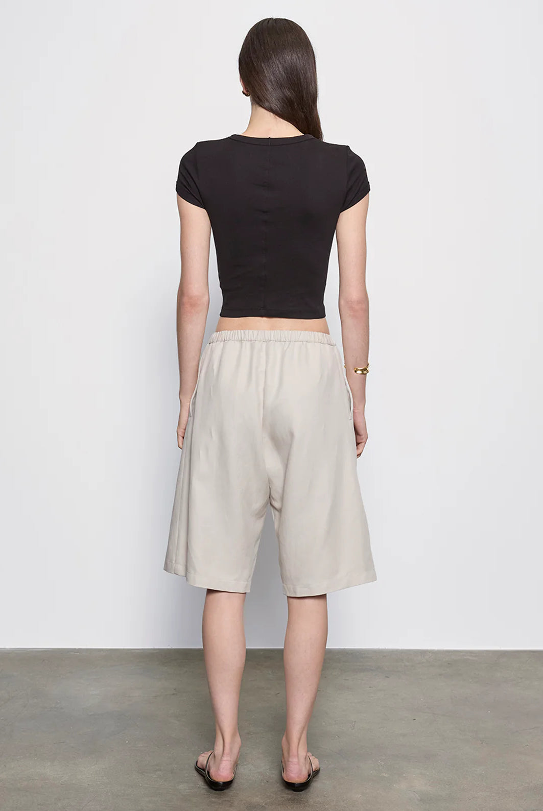 Supima Baby Cropped Tee - Black by Enza Costa — view 4