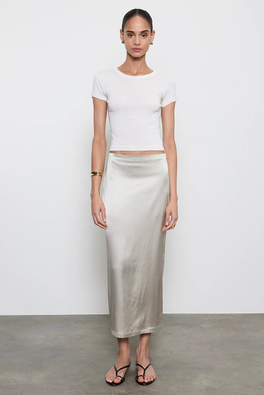 Supima Baby Cropped Tee - Pearly Grey by Enza Costa — alternate view