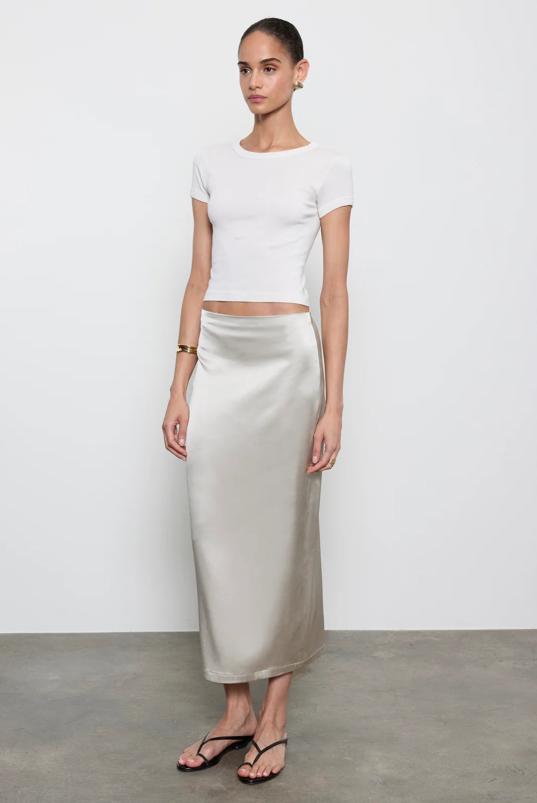 Supima Baby Cropped Tee - Pearly Grey by Enza Costa — view 3