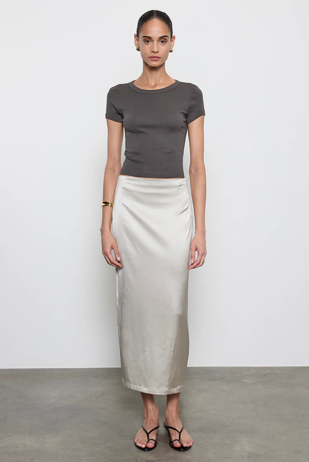Supima Baby Cropped Tee - Slate by Enza Costa — alternate view